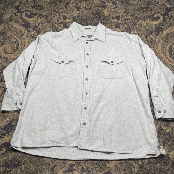 St. John's Bay Other - Vtg St Johns Bay Shirt Mens Size 2XL Creme Brown Chamois Flannel Soft Stained